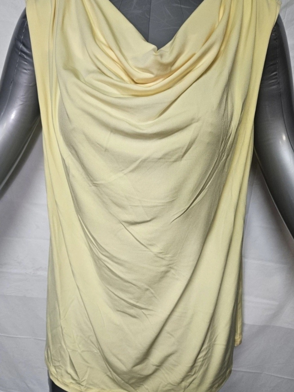 Dressbarn Pale Yellow 1X Draped Cowl Tank